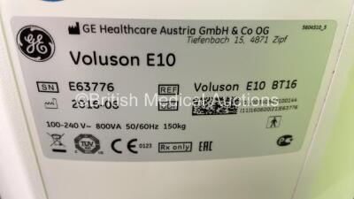 GE Voluson E10 BT16 Flat Screen Ultrasound Scanner *Mfd - 06/2016* Software Version - EC310 with 3 x Transducers / Probe (1 x RM6C *Mfd - 12/2018*, 1 x RIC5-9-D *Mfd - 08/2019* and 1 x C1-5-D *Mfd - 06/2016*) and Sony UP-D898MD Digital Graphic Printer (Po - 9