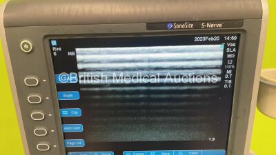 SonoSite S-Nerve Portable Ultrasound Scanner Ref P09417-28 *Mfd 10-2009* Boot Version- 52.80.103.005, ARM Version 52.80.103.005 with 2 x Transducer/Probes (1 x SonoSite REF PO7694-721 L38x/10-5 MHz *Mfd 2009-07* and Sonosite REF P07699-70 SLAx/13-6 MHz *M - 4