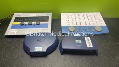 Job Lot Including 1 x Madsen Xets Type SD28 Audiometry Module (Powers Up) 2 x Aurical Type 1081 with 1 x AC Power Supply (Both Power Up) 1 x Madsen Audiometer Control Panel (Untested Due to Missing Power Supply) *SN 299962, 975011, 956120, 960769* *H*