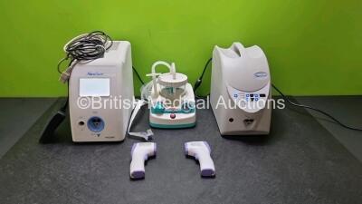 Mixed Lot Including 1 x Novasure RF Controller Model 10 with 1 x Footswitch (Powers Up with Blank Screen) 1 x Novasure RF Controller Model 9 (Draws Power) 1 x Aimo Line Portable Suction Unit (Powers Up) and 2 x Marsden F33010 Non Contact Electronic Forehe