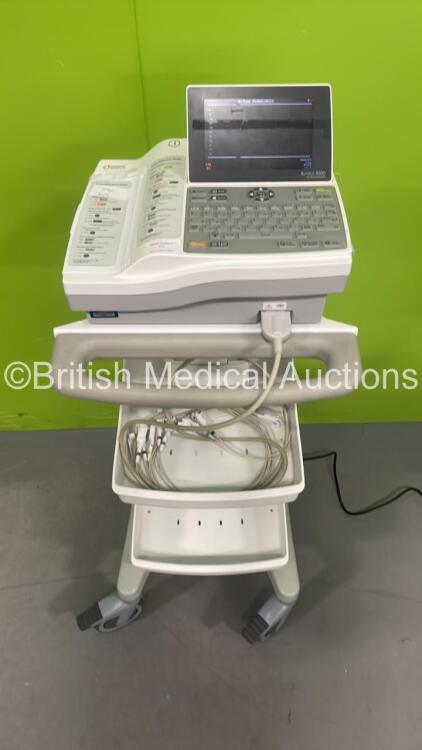 Cardiac Science Burdick 8500 Electrocardiograph with 10 Lead ECG Leads on Trolley with Power Supply (Powers Up) *S/N E8500-002274*