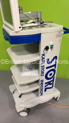 Karl Storz Stack Trolley (Powers Up) with Storz 200903 31 Touch Screen Monitor (Missing Power Dial) *S/N GC1127* - 4