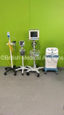 Mixed Lot Including 1 x GE B20 Patient Monitor on Stand with SpO2, ECG and NIBP Options and 2 x Leads (Powers Up) 1 x Hospivac CR-MI Suction Unit (Powers Up) 1 x Suction Stand and 1 x BP Meter on Stand