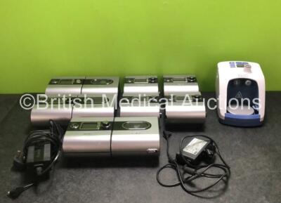 Job Lot Including 7 x ResMed S9 Autoset CPAP Units with 3 x ResMed H5i Humidifiers and 2 x Power Supplies and 1 x Fisher & Paykel Airvo 2 Humidifier Unit *SN 23142347866 / 22151472427 / 22151883750 / 23131622025 / 22151472488 / 23111405354 / 23131621985 /