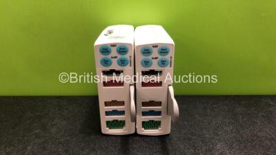 2 x GE Type E-PSMP-00 Modules with ECG, SpO2, T1, T2, P1, P2 and NIBP Options (Mfd 2009 / 2012, 1 x Slight Damage to Casing - See Photos) *SN 6490616 / 6831169*