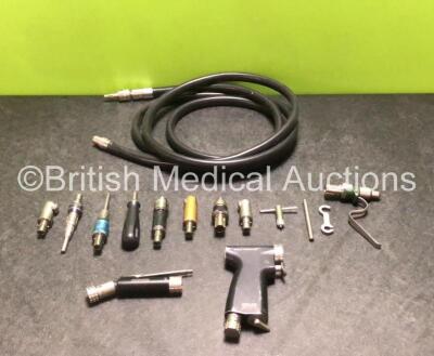 Job Lot Including 1 x deSoutter MPZ-400 Handpiece, 1 x deSoutter Ergo Plus EPV-200 Handpiece, 1 x Hose, 8 x deSoutter Attachments and Accessories