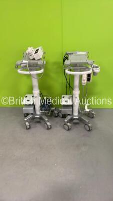 2 x Toshiba Pole Carts with 2 x Toshiba UITC-640A Transducer Adaptors