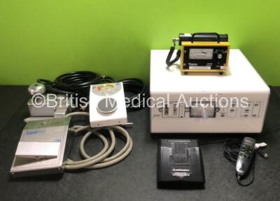 Mixed Lot Including 1 x ScandiMed Implant AB Vacuum Footswitch, 1 x Summit Medical H550 Pump, 1 x Thermo Scientific Mini 900 Ratemeter with Probe, 1 x Smith & Nephew Spider 2 Battery Charger, 1 x Philips Speech Mike Premium Recording Device and 1 x Safeai