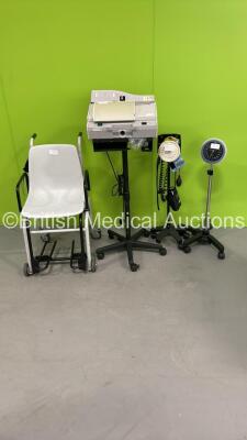 Mixed Lot Including Vitalograph Spirometer on Stand (No Power) 1 x Seca Wheelchair Weighing Scales and 2 x Blood Pressure Meters on Stands