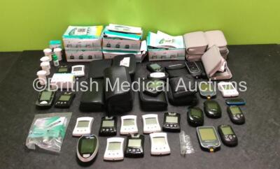 Job Lot of Blood Glucose Meters and Accessories (Some with Damage to Casing, Test Strips Expired - See Photos)