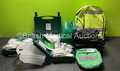 Mixed Lot Including 6 x First Aid Boxes (3 Including Bandages) 1 x Hi Vis Rucksack and 7 x Small Carry Bags