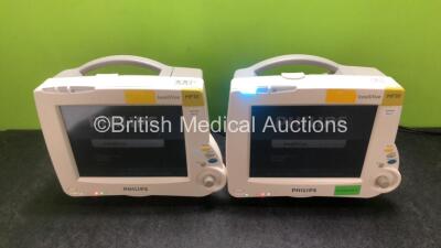 2 x Philips IntelliVue MP30 Patient Monitors (Both Power Up, 1 x Damage to Screen - See Photos) *SN DE62233224 / DE62230591*