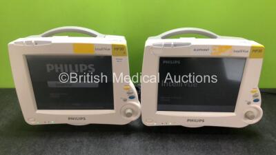 2 x Philips IntelliVue MP30 Patient Monitors (Both Power Up, 1 x Damage to Casing - See Photos) *SN DE62233225 / DE72855514*