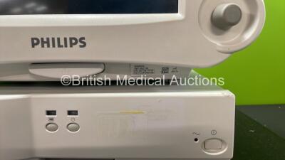 3 x Philips MP30 Patient Monitors with 2 x Philips IntelliVue G5 M1019A Gas Modules *Missing Water Traps* (All Power Up) *SN DE72869435, DE72881299, ARZL-0225, ASBF-0210, DE72877510* - 3