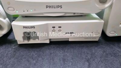 Job Lot Including 3 x Philips IntelliVue MP30 Patient Monitors (All Power Up) and 1 x Philips IntelliVue G5 M1019A Gas Module (Power Up Then Cuts Out Missing Water Trap) *SN DE62234713 / DE62234724 / DE62234728 / ASAJ0082* - 2