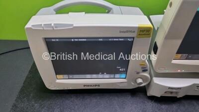 Job Lot Including 3 x Philips IntelliVue MP30 Patient Monitors (All Power Up) and 1 x Philips IntelliVue G5 M1019A Gas Module (No Power Missing Water Trap) *SN ARYM0188 / DE2728A0534 / DE622234717 / DE72845811 - 2