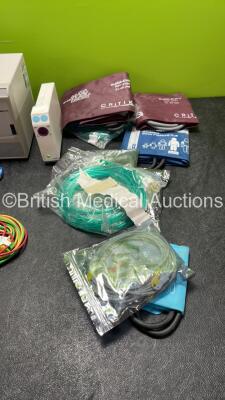 Mixed Lot Including 1 x GE XE-50P Printer (Powers Up) 1 x GE E-NMT Module, BP Cuffs and Various Patient Monitoring Cables *SN 1642578, 6244221* - 4