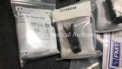 Job Lot Including Various GE Critikon Soft-Cuf BP Cuffs, 17 x CareFusion Ref M1024231 General Purpose Temperature Probes, 12 x Nellcor SpO2 Ear Sensor Clips and 20 x FMT400/AEC-GE Cables For Use with GE Patient Monitors *All Unused* - 10