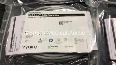 Job Lot Including 6 x Vyaire Skin Temperature Sensors, 4 x Vyaire Multi-Link ECG Care Cables, 36 x Edwards Lifesciences Ref 896507021 TruWave Cables and 12 x CareFusion / Vyaire Ref 2021197-001 Vital Signs Invasive BP Cables *All Unused* - 3