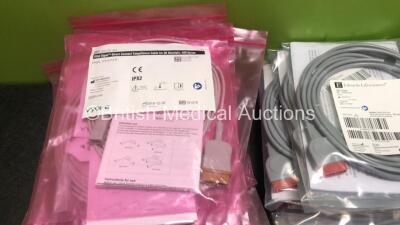 Job Lot Including 6 x Vyaire Skin Temperature Sensors, 4 x Vyaire Multi-Link ECG Care Cables, 36 x Edwards Lifesciences Ref 896507021 TruWave Cables and 12 x CareFusion / Vyaire Ref 2021197-001 Vital Signs Invasive BP Cables *All Unused* - 10