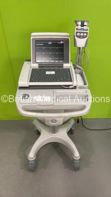 GE MAC 5000 ECG Machine with 10 Lead ECG Lead on Trolley (Powers Up)