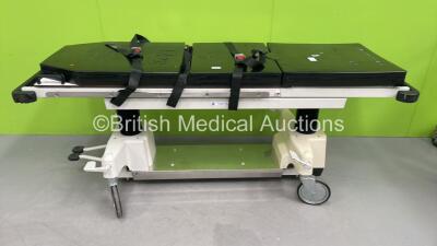 Huntleigh Nesbit Evans Hydraulic Fluoroscopy Patient Trolley with Mattress (Hydraulics Tested Working, Damaged Casing - See Photos)