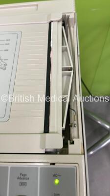 1 x Philips PageWriter 100 ECG Machine with ECG Lead on Trolley (Missing Printer Cover and Casing Damage - See Photo) and 1 x Welch Allyn 52000 Series Monitor on Stand with Leads (Both Power Up) *US00626550 / na* - 4