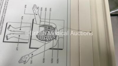 1 x Philips PageWriter 100 ECG Machine with ECG Lead on Trolley (Missing Printer Cover and Casing Damage - See Photo) and 1 x Welch Allyn 52000 Series Monitor on Stand with Leads (Both Power Up) *US00626550 / na* - 5