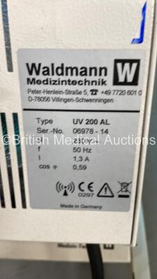 1 x Waldmann UV 200 AL Lamp and 1 x Waldmann PUVA 180 L Lamp on Stand (Both Power Up) - 3