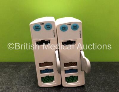 2 x E-PSM-00 Modules with ECG, SpO2, T1, T2 and NIBP Options *SN 6601382 / 6601384*