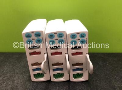 3 x GE Type E-PSMP Modules with ECG, SpO2, T1, T2, P1, P2 and NIBP Options *SN 7067082 / 7038568 / 7034343*