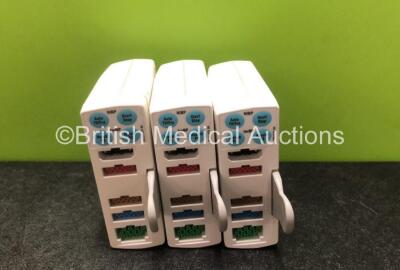 3 x GE Type E-PSMP Modules with ECG, SpO2, T1, T2, P1, P2 and NIBP Options *SN 6625736 / 6742616 / 6737874*