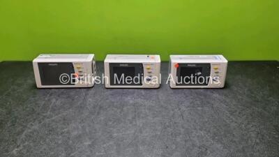 Job Lot Including 1 x Philips IntelliVue MP2 Handheld Patient Monitor Including ECG, SpO2 and NBP Options and 2 x Philips IntelliVue X2 Handheld Patient Monitors Including ECG, SpO2, NBP, Press and Temp Options (All Untested Due to no Power Supply) *SN DE