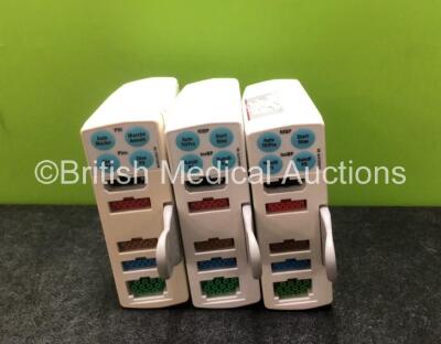 3 x GE Type E-PSMP Modules with ECG, SpO2, T1, T2, P1, P2 and NIBP Options *SN 6857977 / 7037310 / 6149786*