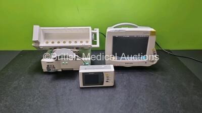 Job Lot Including 1 x Philips IntelliVue MP30 Patient Monitor (Powers Up Damage to Casing and Scratching On Screen - See Photo 1 x Philips IntelliVue X2 Handheld Patient Monitor Including ECG, SpO2, NBP, Temp and Press Options (Powers Up Damage to Casing