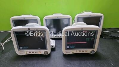 5 x GE Dash 4000 Patient Monitors Including ECG, CO2, NBP, BP1, BP2, SpO2, Temp/CO Options (All Power Up All with