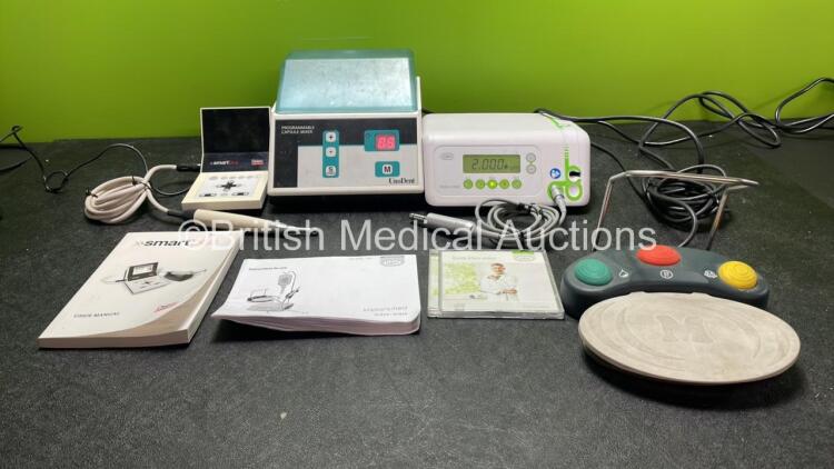 Job Lot of Dental Units Including 1 x Dentsply x-Smart Plus Drive Unit with 1 x AC Power Supply and 1 x Attachment, 1 x UnoDent Programmable Capsule Mixer and 1 x W&H REF 1692900 Drive Console with 1 x Footswitch and 1 x Attachment (All Powers Up)