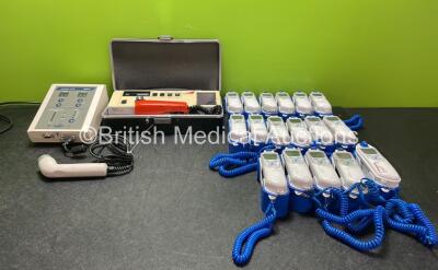 Mixed Lot Including 1 x Metron AP100 Accusonic Plus Therapeutic Ultrasound (Powers Up) 1 x Horwell Neurothesiometer (Untested Due to Missing Battery) 17 x Covidien Genius 2 Thermometer and Base Units