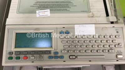 1 x Hewlett Packard PageWriter XLe ECG Machine on Stand with 10 Lead ECG Leads and 1 x Agilent PageWriter 300pi ECG Machine on Stand with 10 Lead ECG Leads (Both Power Up) *S/N 3758A / 52244* - 2