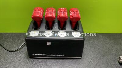 Job Lot Including 1 x Synthes Battery Oscillator II Handpiece, 1 x Synthes Universal Battery Charger II with 4 x Synthes 530.630 Batteries (Powers Up) *SN - 2