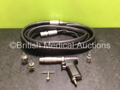 Job Lot Including 1 x Synthes Compact Air Drive 511.70 Handpiece Including 4 x Attachments, 1 x Chuck Key and 1 x Hose