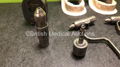 Job Lot Including 1 x Stryker 6203-210 AO Large Drill Attachment, 2 x Stryker 4100-110 AO Small Drill Attachments, 1 x Stryker 4100-131-000 1/4 Drill Attachment, 2 x Stryker 6127-120 Aseptic Battery Housings and 2 x Stryker 4222-130 Battery Transfer Shiel - 6