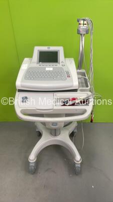 GE MAC 3500 ECG Machine on Stand with 10 Lead ECG Leads (Powers Up)