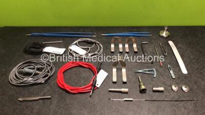 Job Lot of Various Surgical Instruments, 2 x Diathermy / Electrosurgical Forceps with 4 x Cables and 1 x Stryker 5100-10-50 Attachment