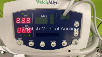 5 x Welch Allyn 53N00 Patient Monitors on 3 x Stands with Various Leads and 3 x Power Supplies (All Power Up) - 3