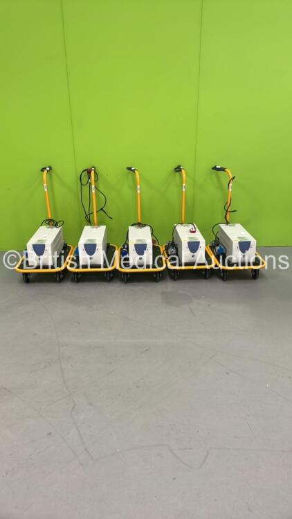 5 x Powervar UPS Units on Trolleys with 3 Pin Adaptors (All Power Up)