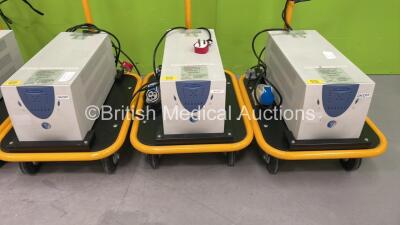 5 x Powervar UPS Units on Trolleys with 3 Pin Adaptors (All Power Up) - 3