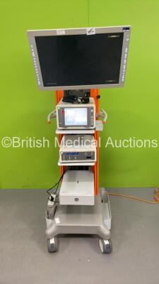 Smith and Nephew Stack Trolley with Sony Monitor, Smith and Nephew 660HD Image Management System, Smith and Nephew 560P High Definition Camera System and Smith and Nephew 560H Camera Head (Incomplete - See Pictures) (Powers Up - Unable to Sync Camera Cont