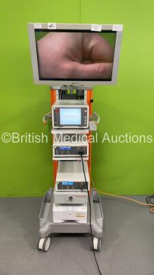 Smith and Nephew Stack Trolley with Sony Monitor, Smith and Nephew 660HD Image Management System, Smith and Nephew 560P High Definition Camera System, Smith and Nephew 560H Camera Head, Smith and Nephew 500XL Xenon Light Source and Sony Printer (Powers Up