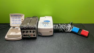 Mixed Lot Including 1 x Thurlby 30V-1A Unit, 1 x Respironics BiPAP Ventilator, 1 x DeVilbiss Pulmo Star Nebulizer and 1 x Footswitch (Damaged Cable-See Photo)